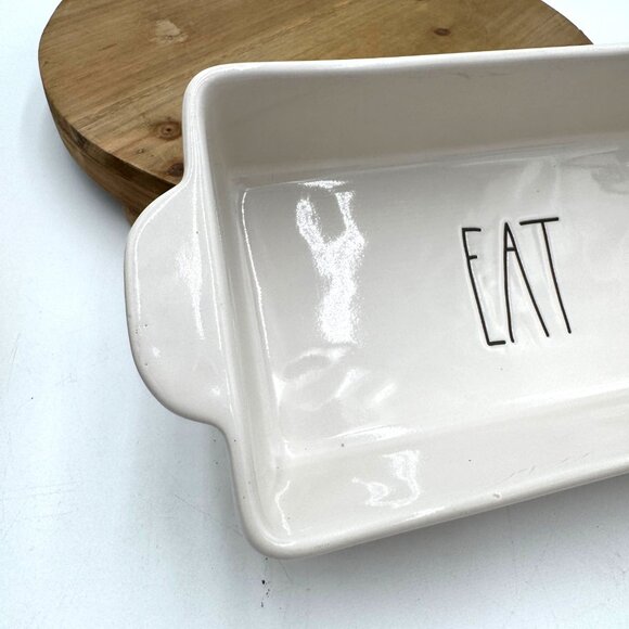 White "EAT" Loaf Pan Rae Dunn Heavy Durable All Purpose - Picture 4 of 9